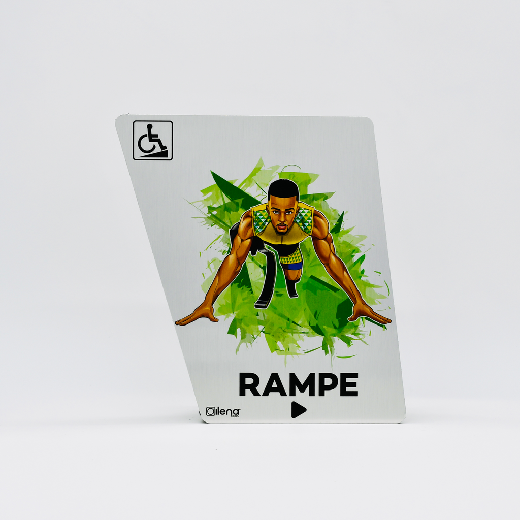Panneau rampe gauche - PMR -handicap - Coureur gris