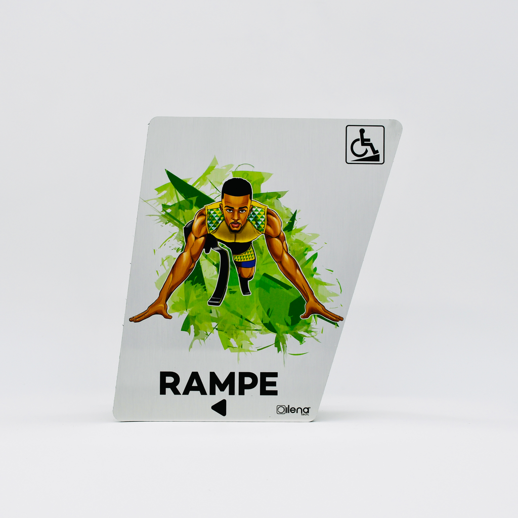 Panneau rampe gauche - PMR -handicap - Coureur gris