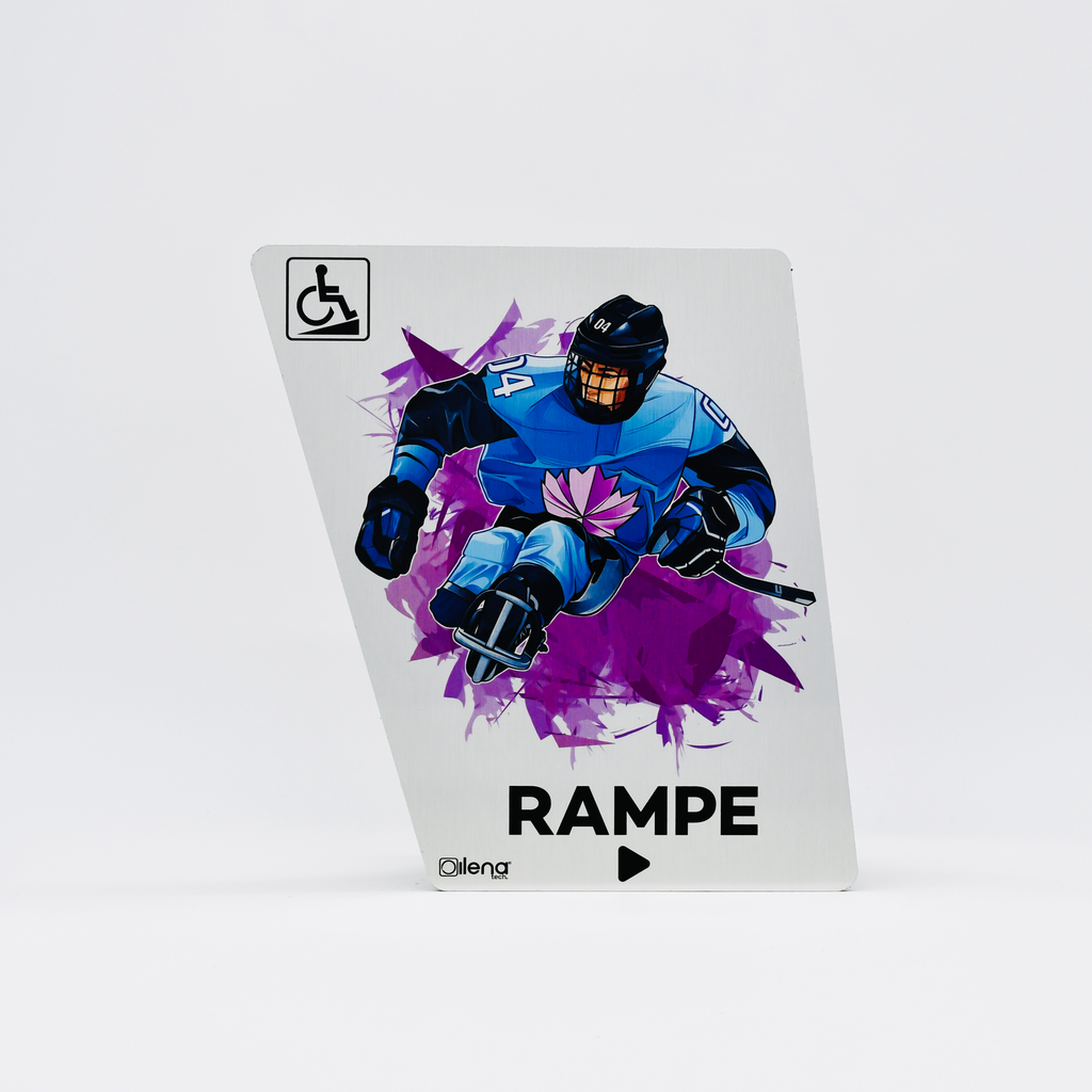 Panneau rampe droite- PMR -handicap - Hockey gris