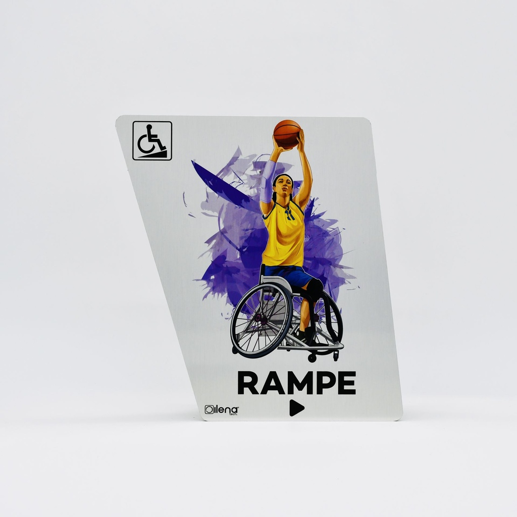Panneau rampe droite - PMR -handicap - Basketteuse gris