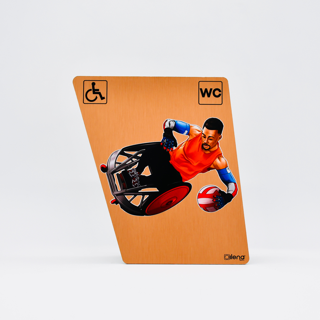 Panneau PMR - handicap -toilette - Rugby WC cuivre