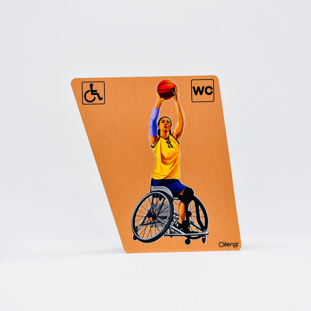 Panneau PMR - handicap -toilette -Basketteuse WC cuivre