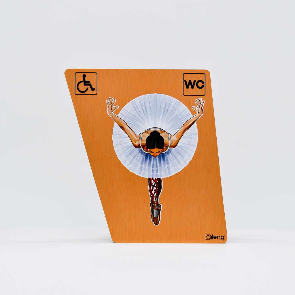 Panneau PMR - handicap -toilette -Danseuse WC cuivre