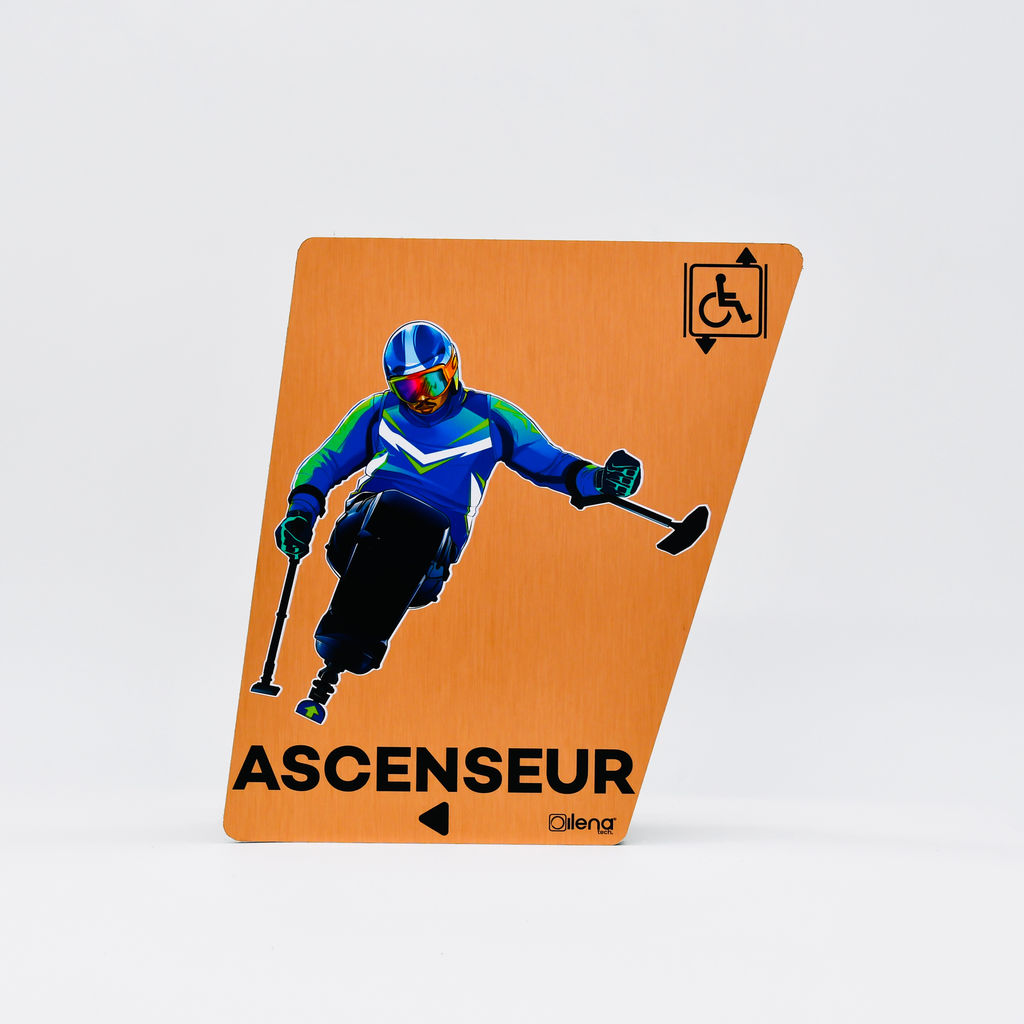 Panneau PMR ascenseur gauche - handicap - Ski cuivre