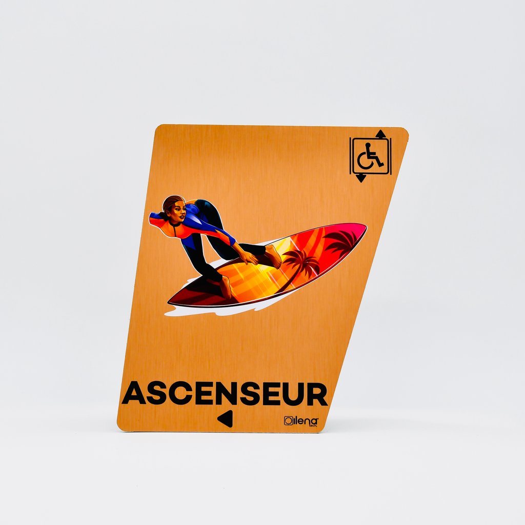 Panneau PMR ascenseur gauche - handicap - Surf cuivre