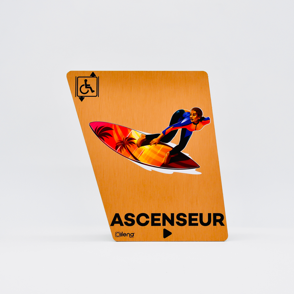 Panneau PMR ascenseur droite  - handicap - Surf droite cuivre