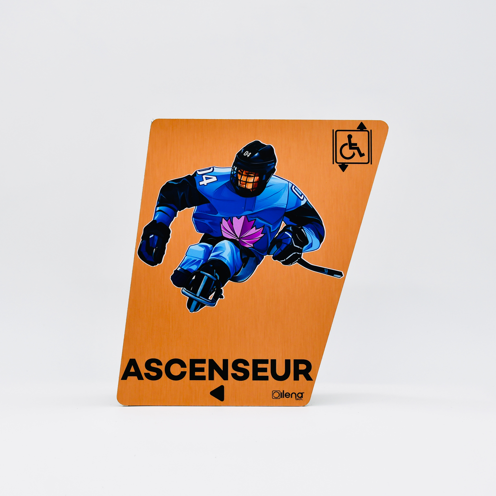 Panneau PMR ascenseur gauche - handicap - Hockey cuivre