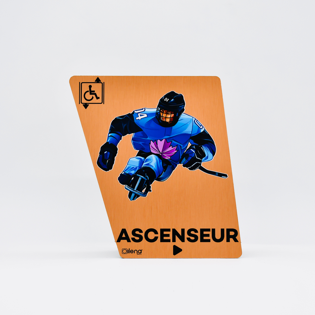 Panneau PMR ascenseur droite  - handicap - Hockey cuivre