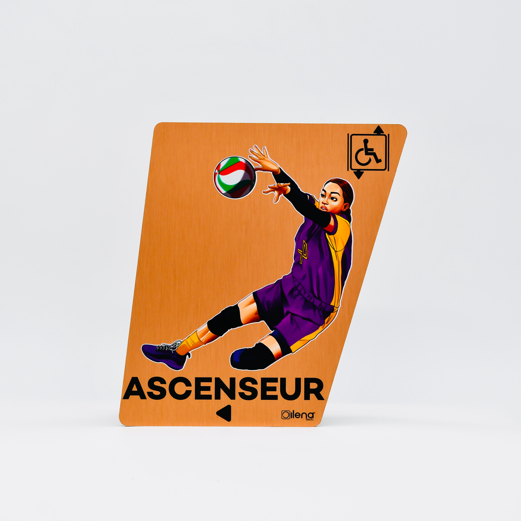Panneau PMR ascenseur gauche - handicap - Volley cuivre