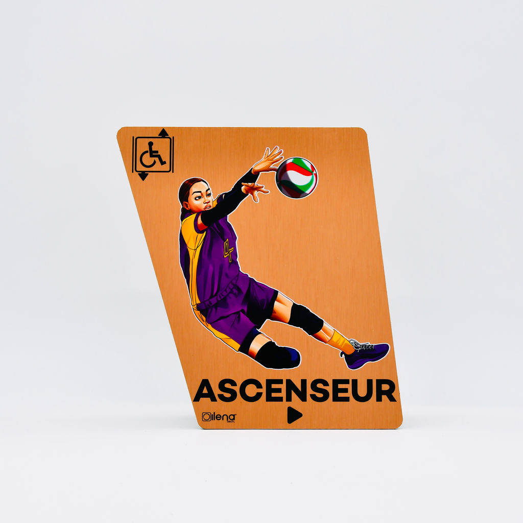 Panneau PMR ascenseur droite  - handicap - Volley cuivre