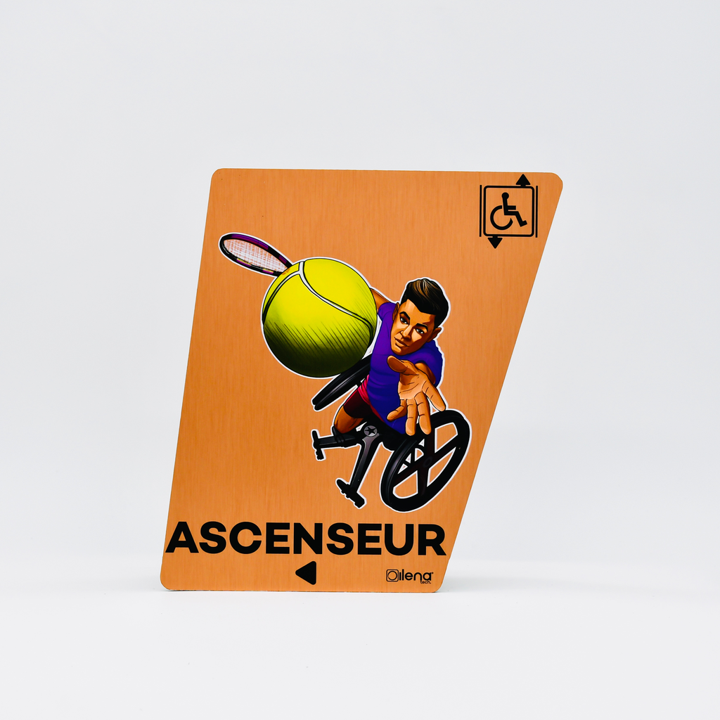 Panneau PMR ascenseur gauche - handicap - Tennis cuivre