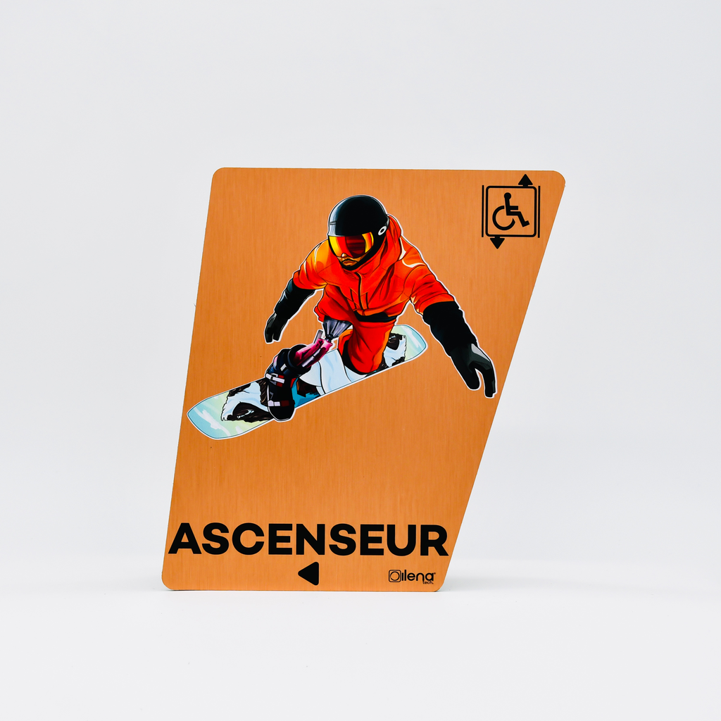 Panneau PMR ascenseur gauche - handicap - Snow cuivre