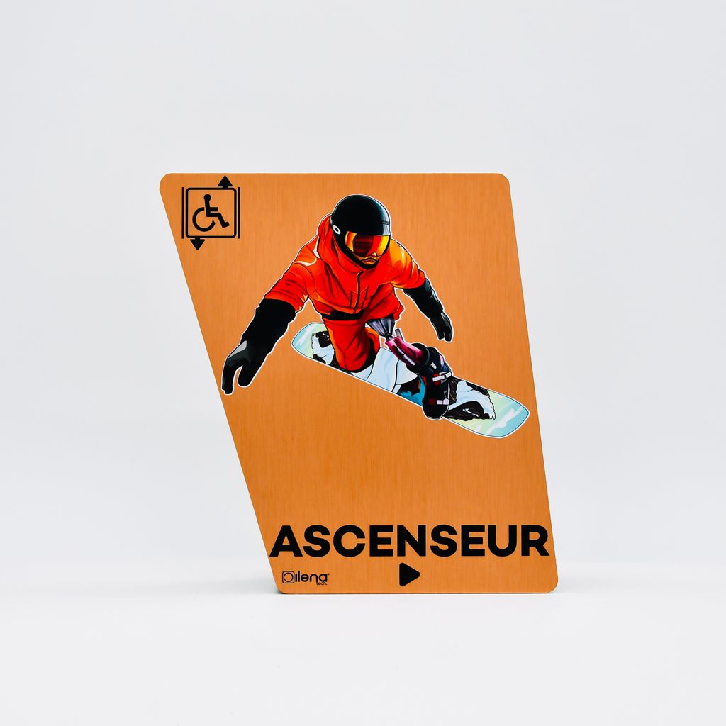 Panneau PMR ascenseur droite  - handicap - Snow cuivre
