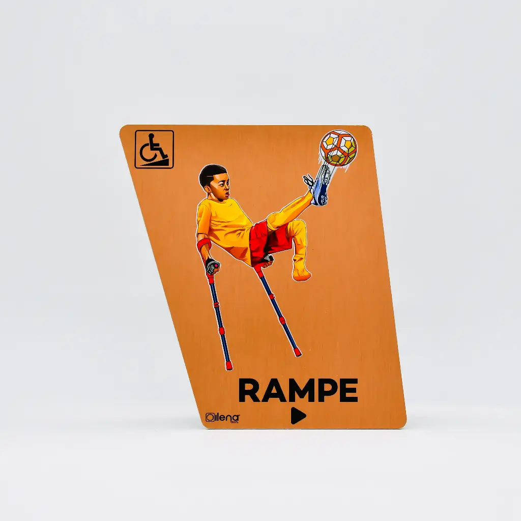 Panneau PMR rampe droite -handicap - Foot cuivre