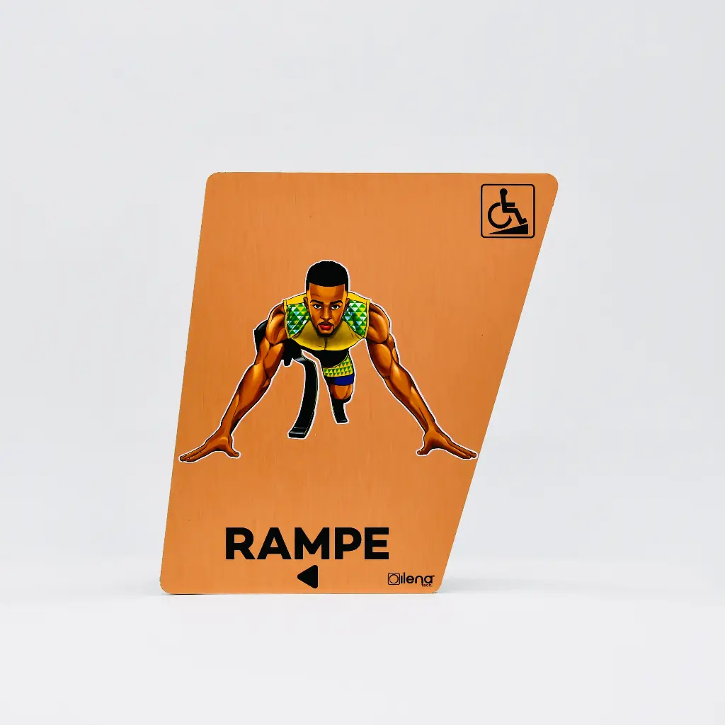 Panneau PMR rampe gauche -handicap - Coureur cuivre