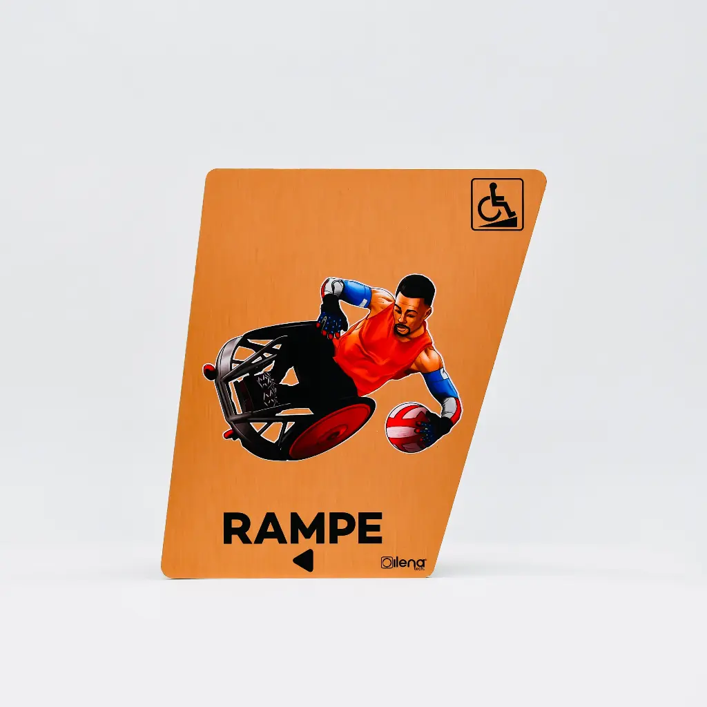 Panneau PMR rampe gauche -handicap - Rugby cuivre