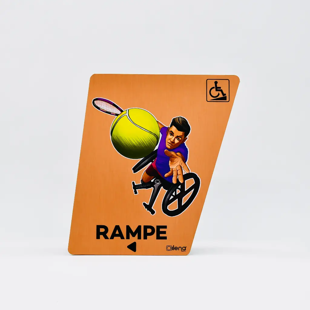 Panneau PMR rampe gauche -handicap - Tennis cuivre