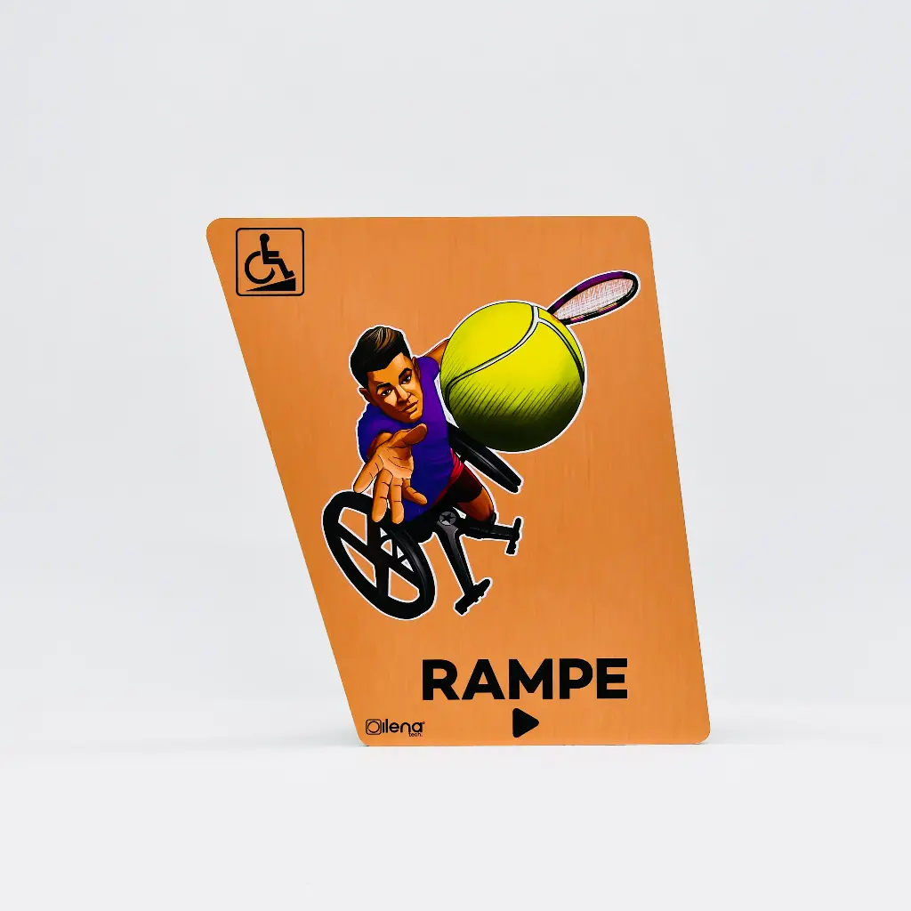 Panneau PMR rampe droite-handicap - Tennis cuivre