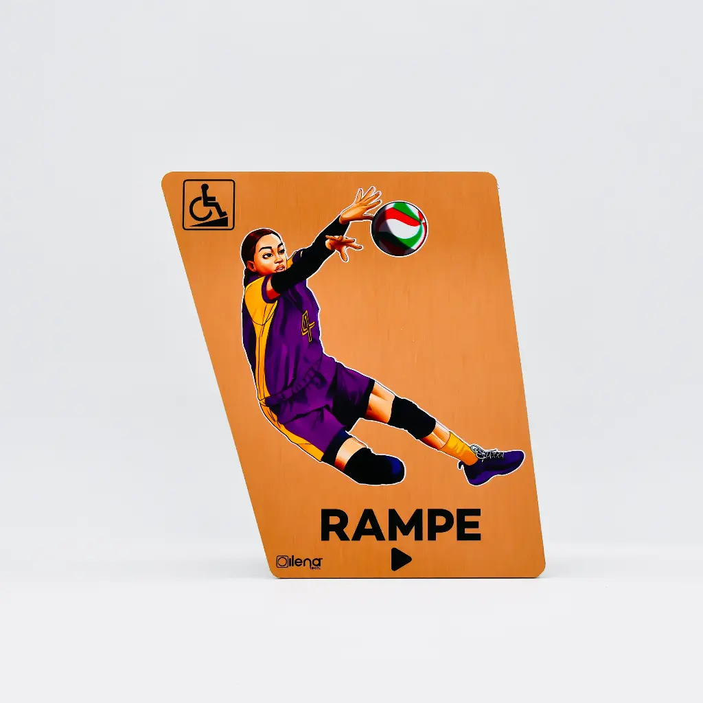 Panneau PMR rampe droite -handicap - Volley cuivre