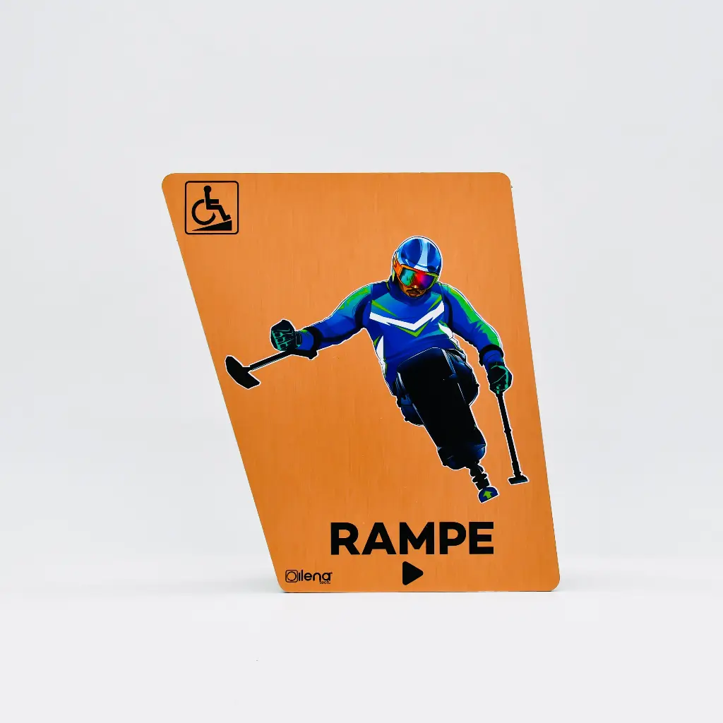 Panneau PMR rampe droite -handicap - Ski cuivre
