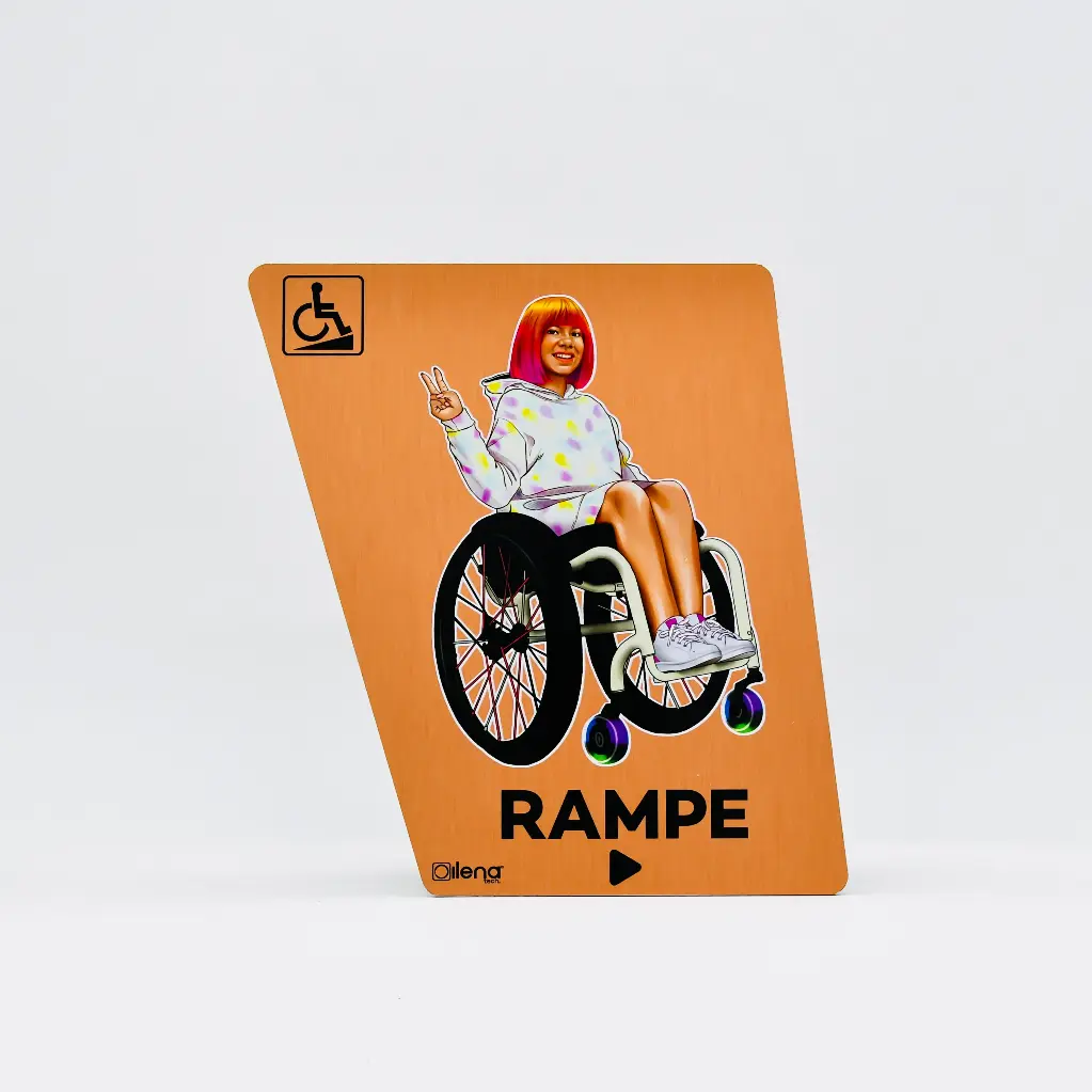 Panneau PMR rampe droite -handicap - Ilena cuivre