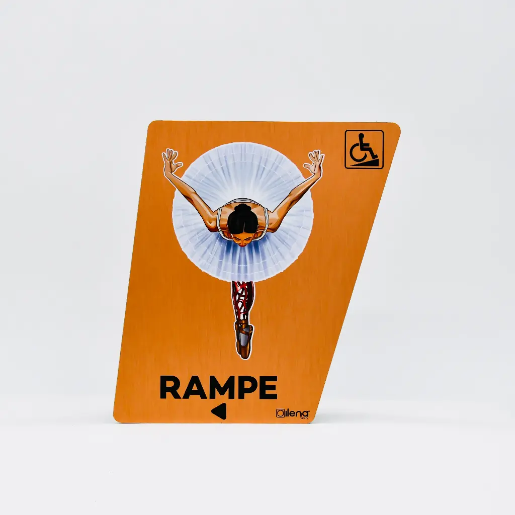 Panneau PMR rampe gauche -handicap - Danseuse cuivre