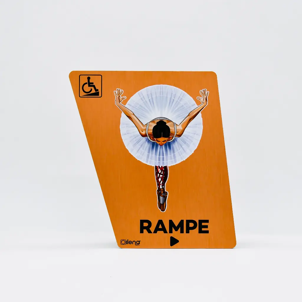 Panneau PMR rampe droite -handicap - Danseuse cuivre