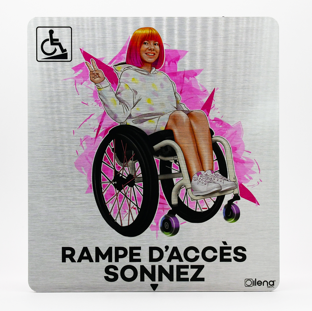 Panneau PMR - handicap -Rampe accès sonnez Ilena gris