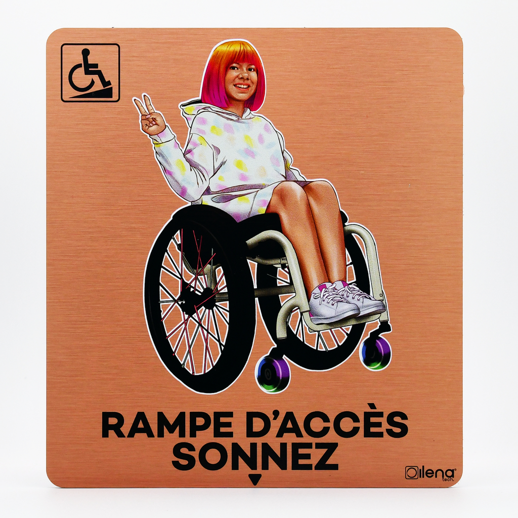 Panneau PMR - handicap -Rampe accès sonnez Ilena cuivre