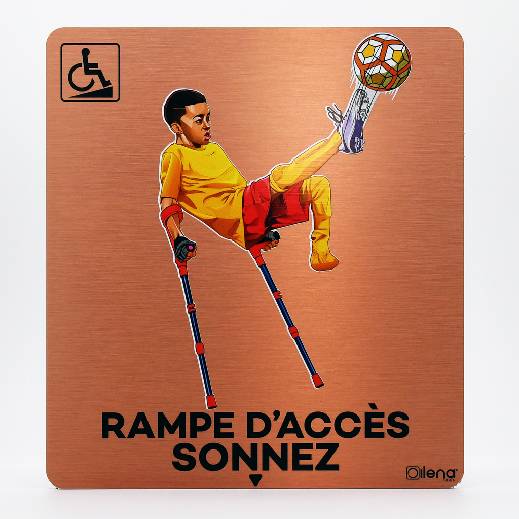 Panneau PMR - handicap -Rampe accès sonnez Foot cuivre