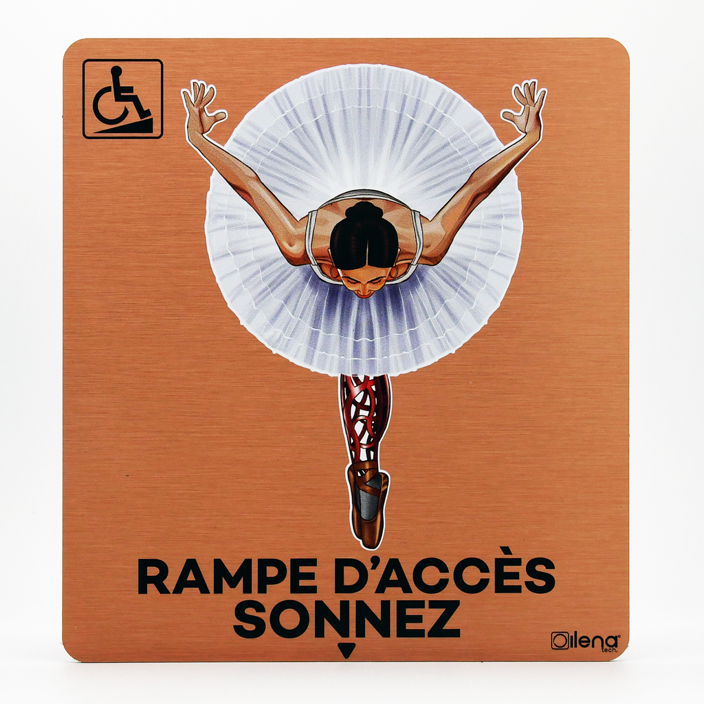 Panneau PMR - handicap -Rampe accès sonnez Danseuse cuivre