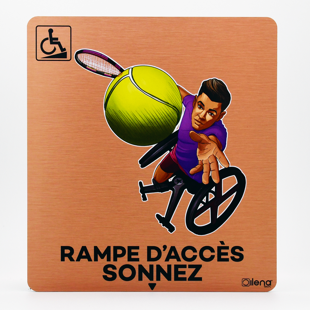 Panneau PMR - handicap -Rampe accès Tennis cuivre 