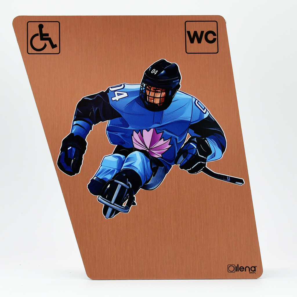 Panneau PMR - handicap -toilette -Hockey WC cuivre 