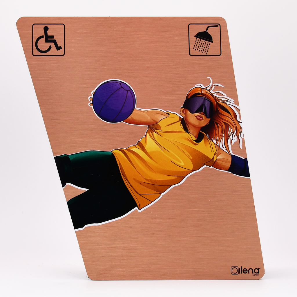 Panneau PMR - handicap -Douche -Goal ball cuivre