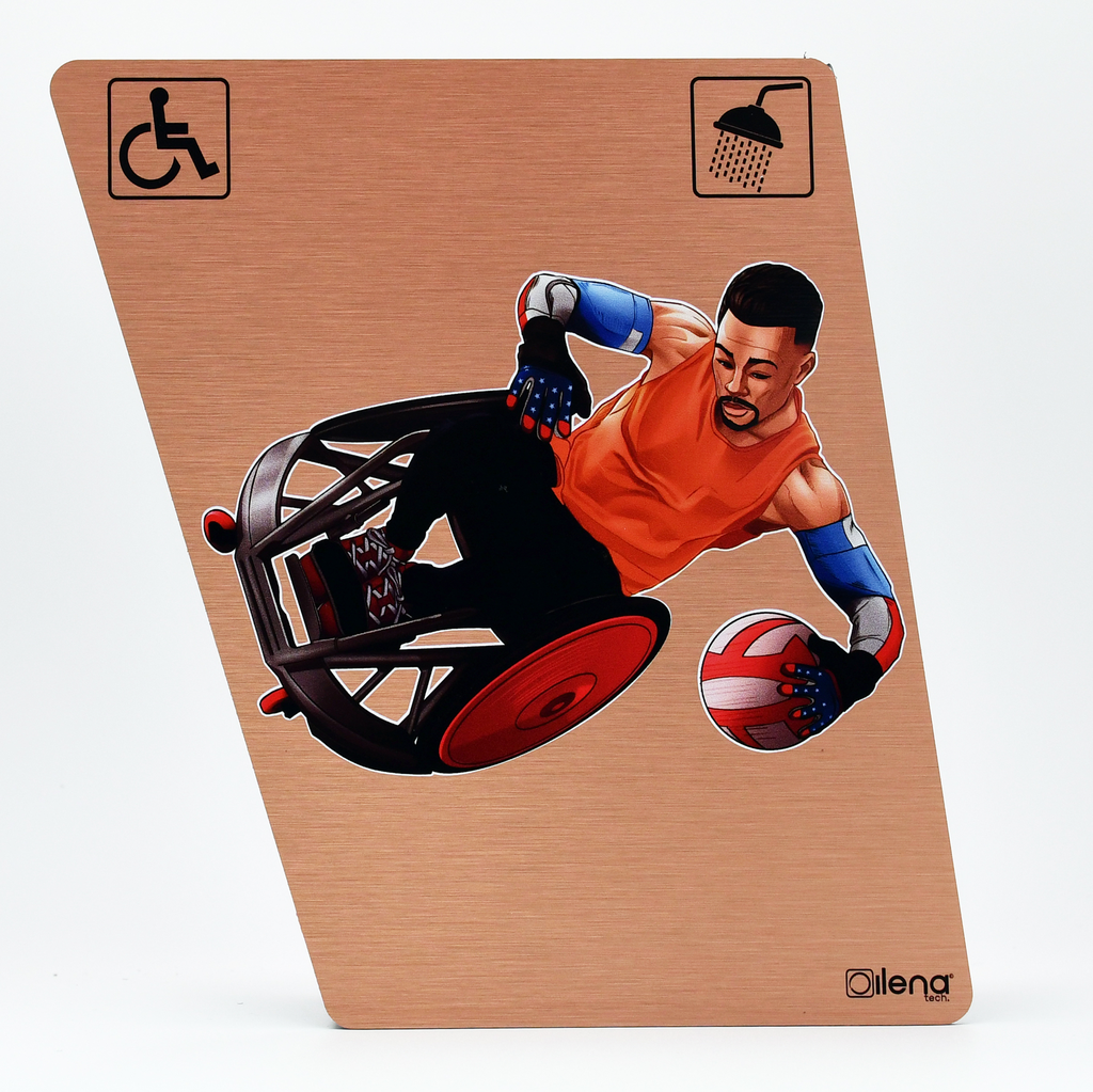 Panneau PMR - handicap -Douche Rugby cuivre