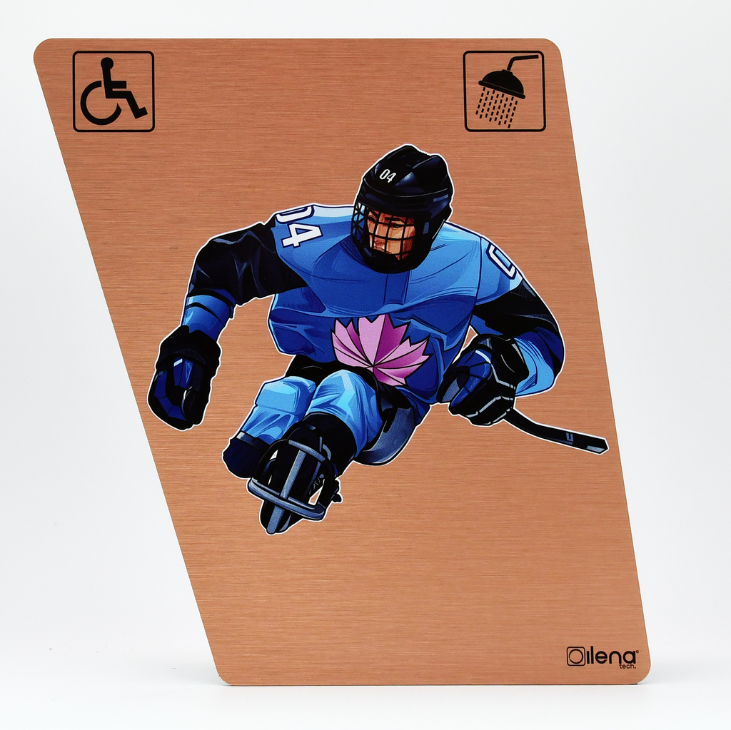 Panneau PMR - handicap -Douche HOCKEY cuivre