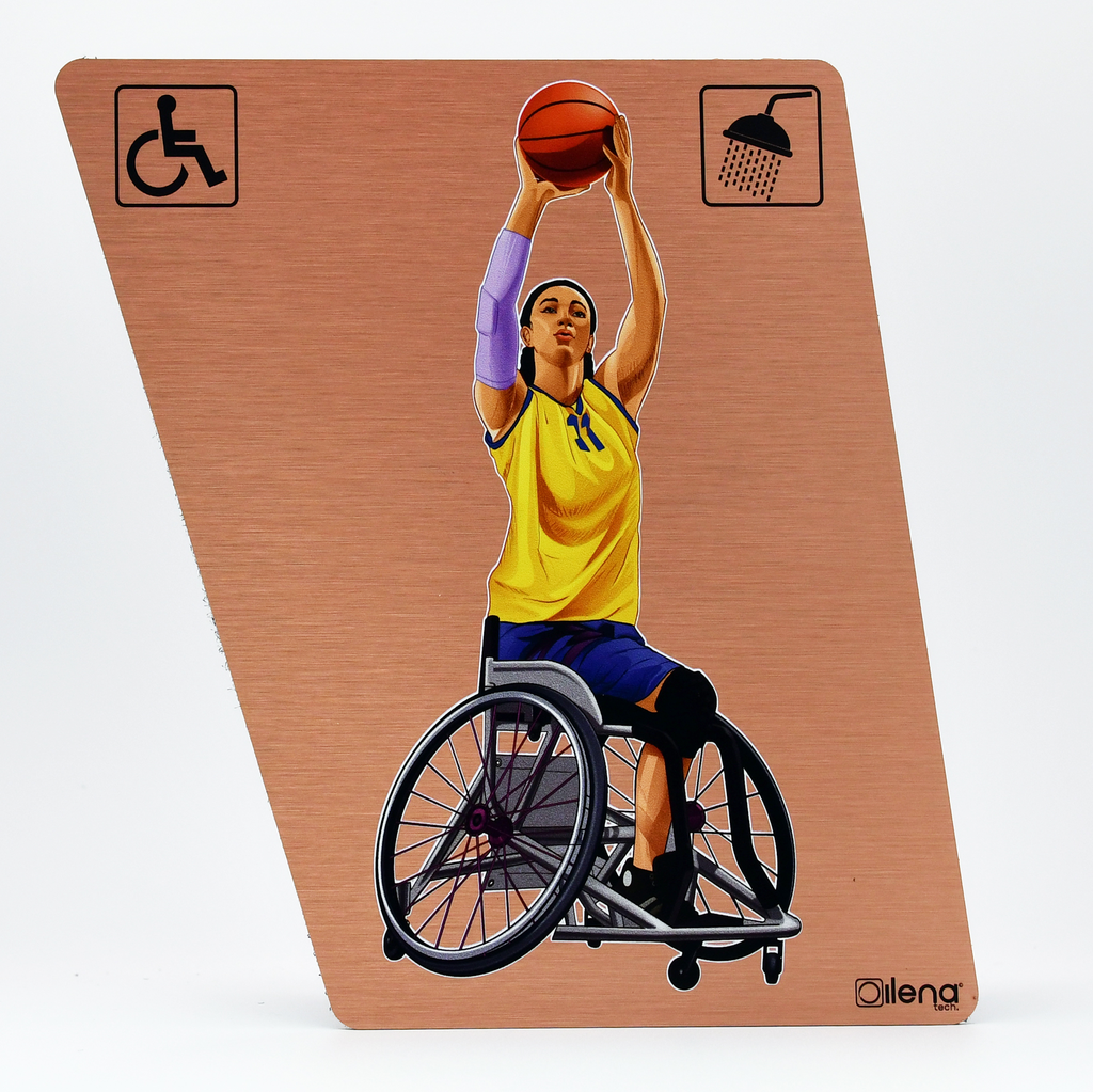 Panneau PMR - handicap -Douche Basketteuse  cuivre