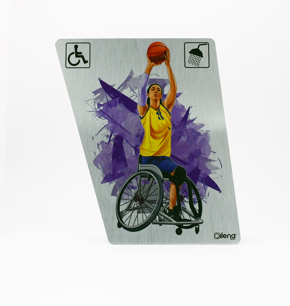 Panneau PMR - handicap -douche Basketteuse gris