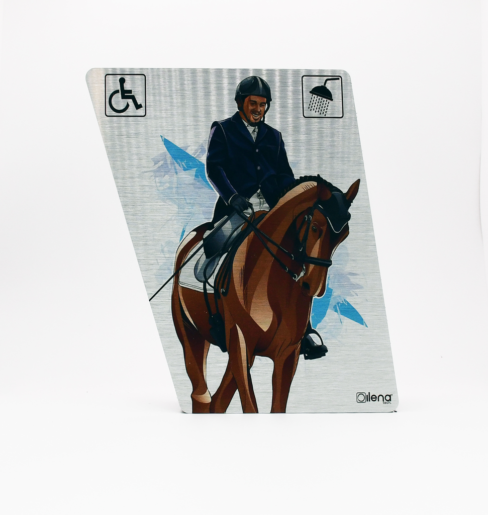 Panneau PMR - handicap -douche Cavalier gris 