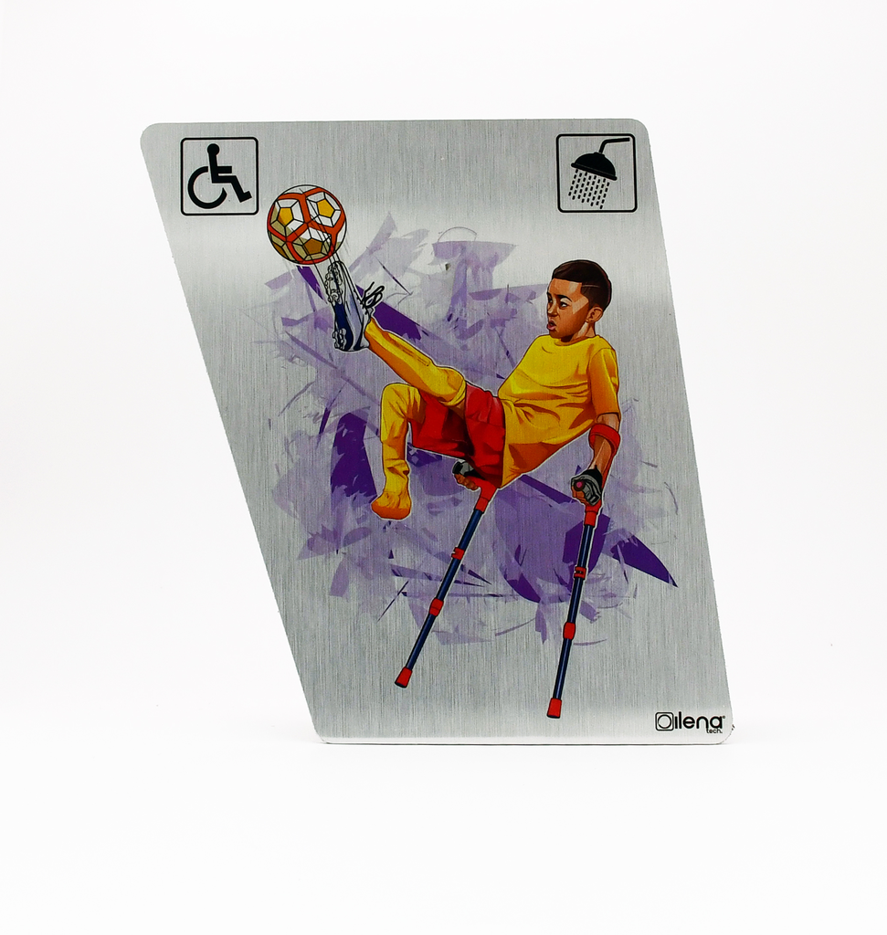 Panneau PMR - handicap -douche Foot gris