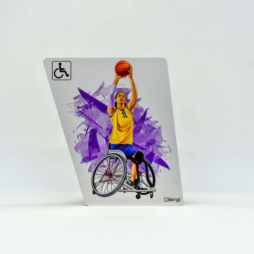 Panneau PMR - handicap -signalisation  Basketteuse gris