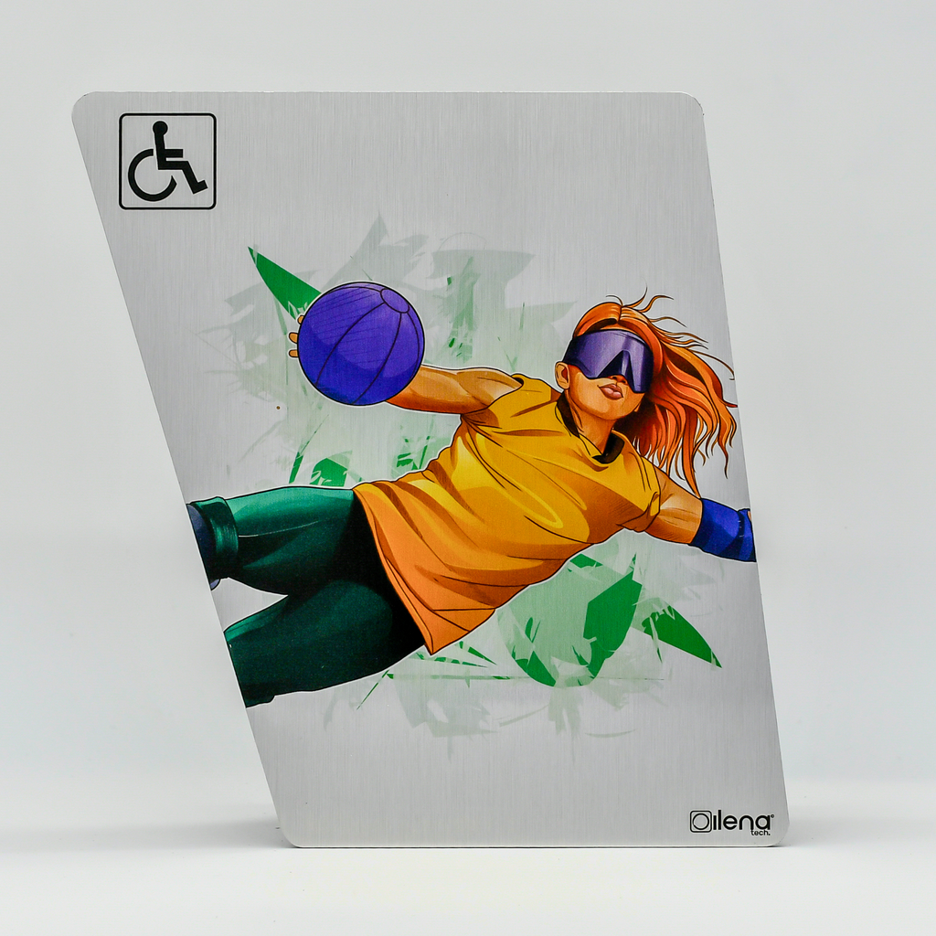 Panneau PMR - handicap -signalisation  Goalball gris