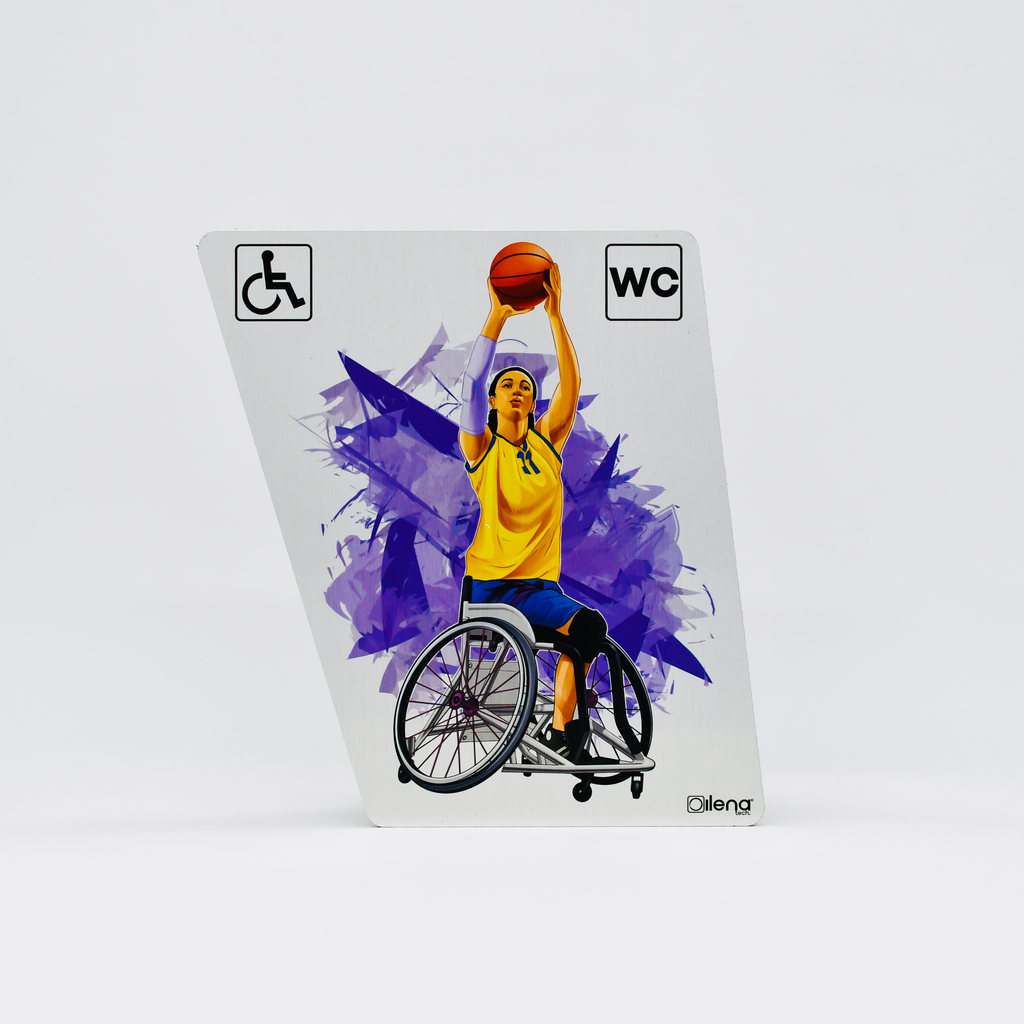 Panneau PMR - handicap -toilette Basketteuse WC gris