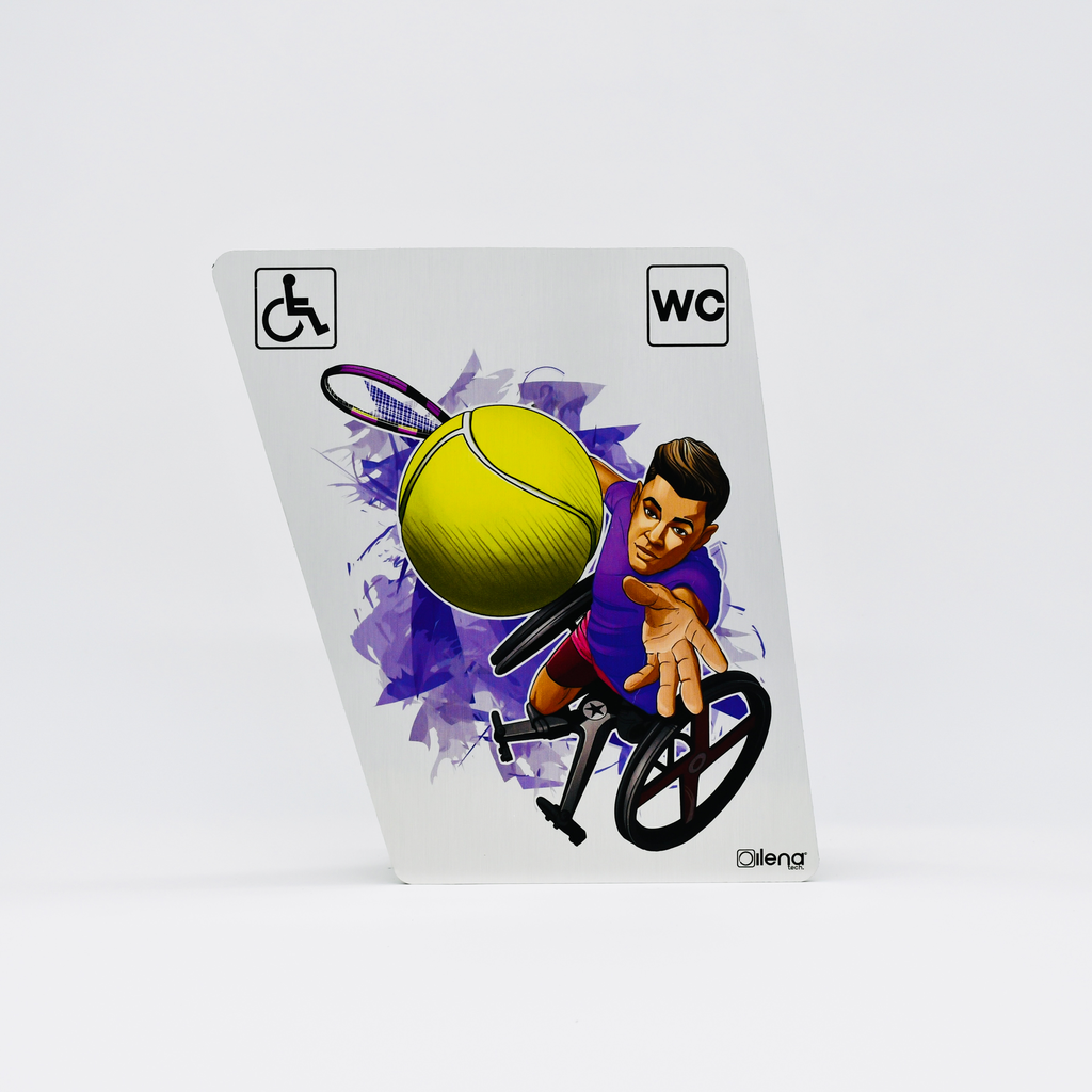 Panneau PMR - handicap -toilette Tennis WC gris