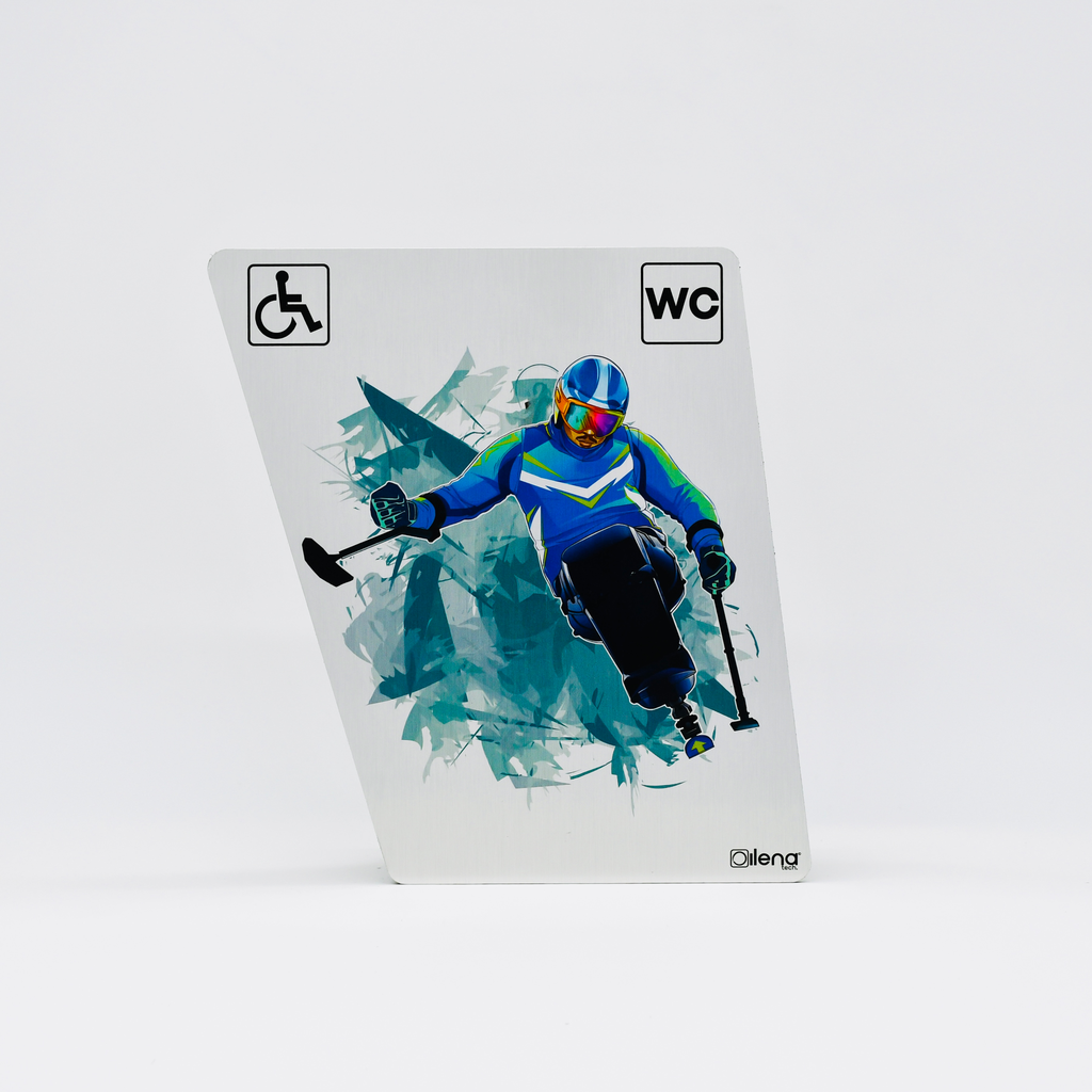 Panneau PMR - handicap -toilette Ski WC gris