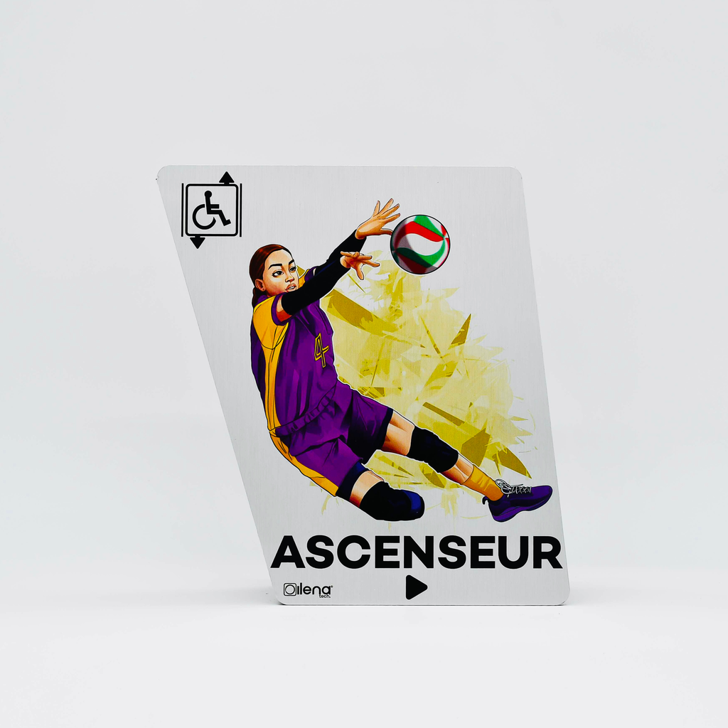 Panneau ascenseur droite -PMR - handicap - volley gris
