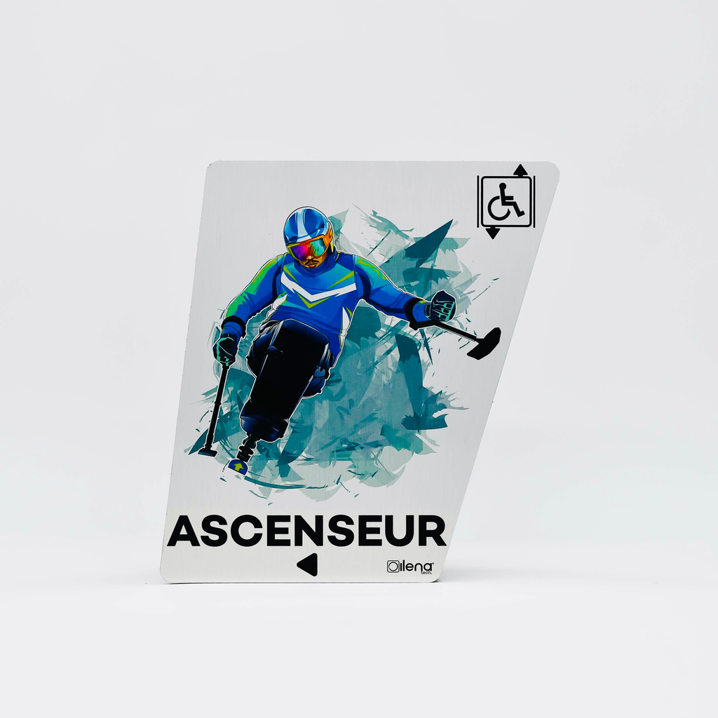 Panneau ascenseur gauche -PMR - handicap - Ski gris