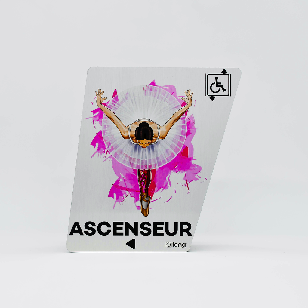 Panneau ascenseur gauche -PMR - handicap -Danseuse gris