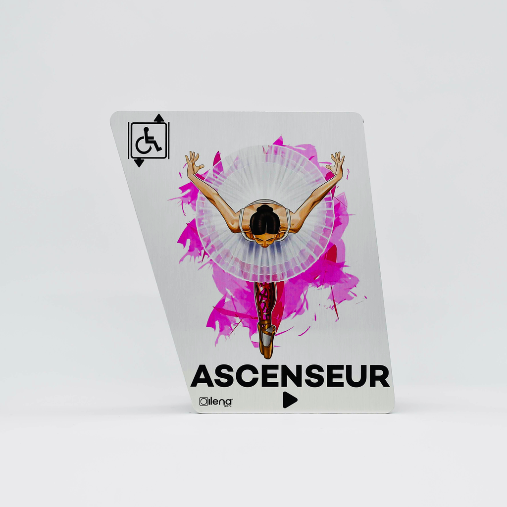 Panneau ascenseur droite -PMR - handicap - Danseuse gris