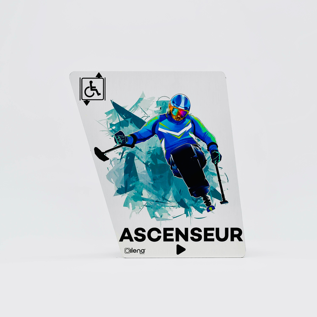 Panneau ascenseur droite -PMR - handicap - Ski gris